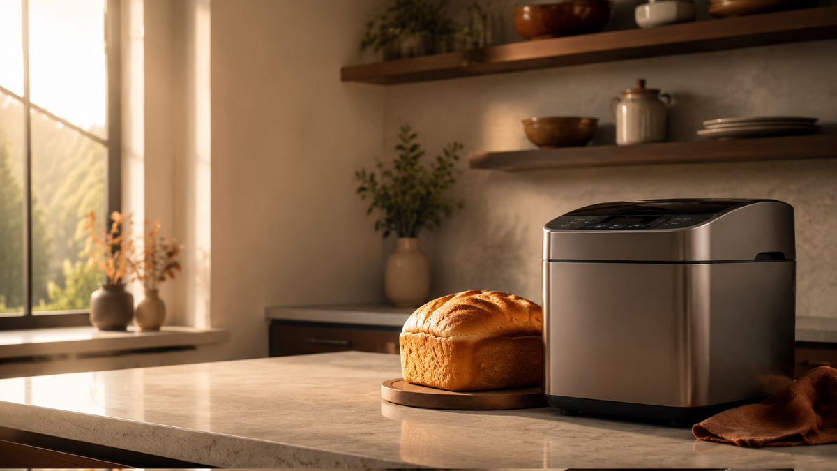 BREADEASE automatic bread maker in a warm modern kitchen