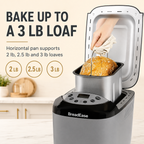 BreadEase bread maker with 2 lb, 2.5 lb and 3 lb loaf sizes
