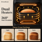 BreadEase dual-heater system and three crust settings