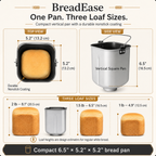 BreadEase vertical bread pan and three loaf sizes