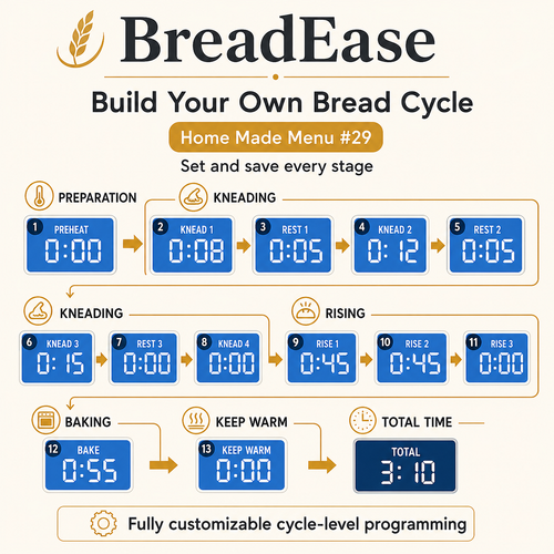 BreadEase Home Made bread cycle programming steps
